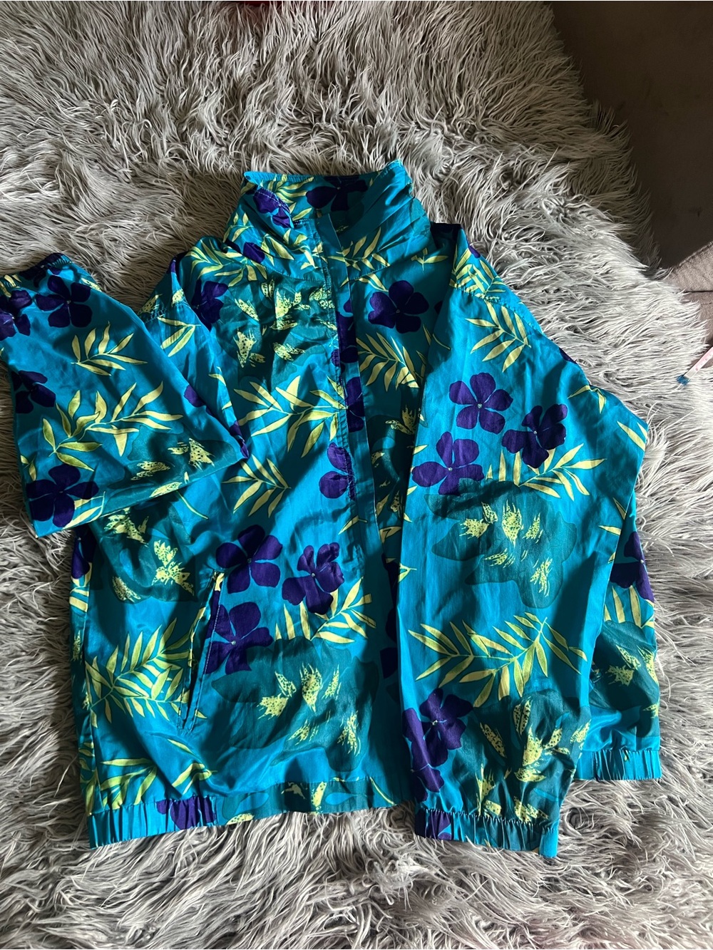 EVRI Turquoise Floral Blazer Jacket with Purple & Yellow Print